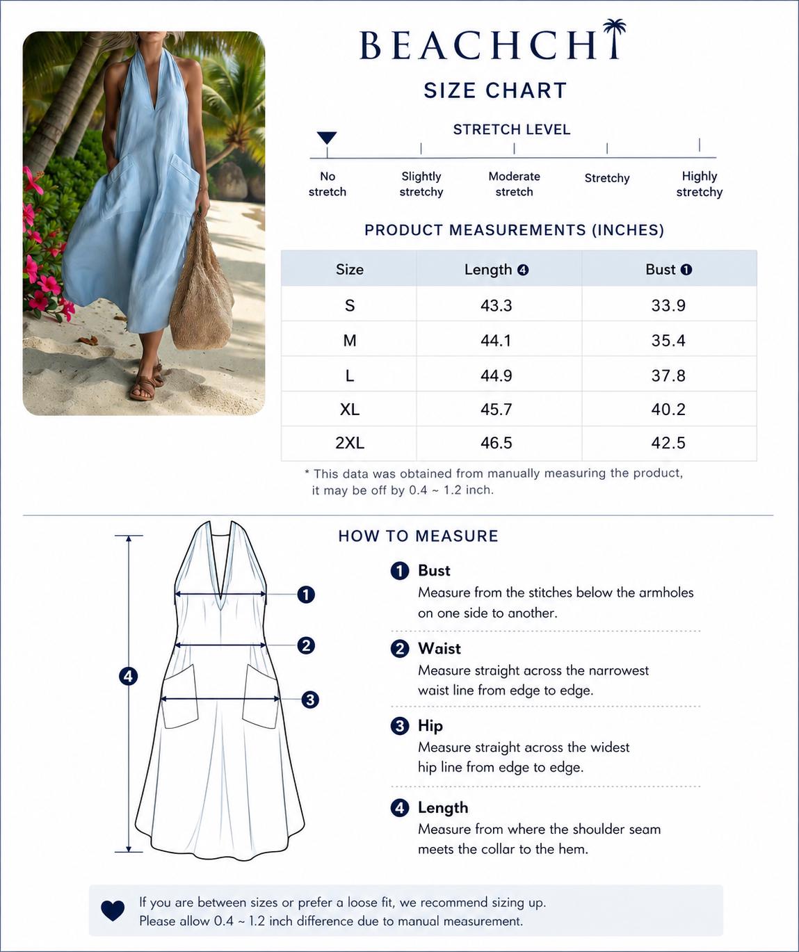 Summer Casual Halter Neck Pocket Midi Dress