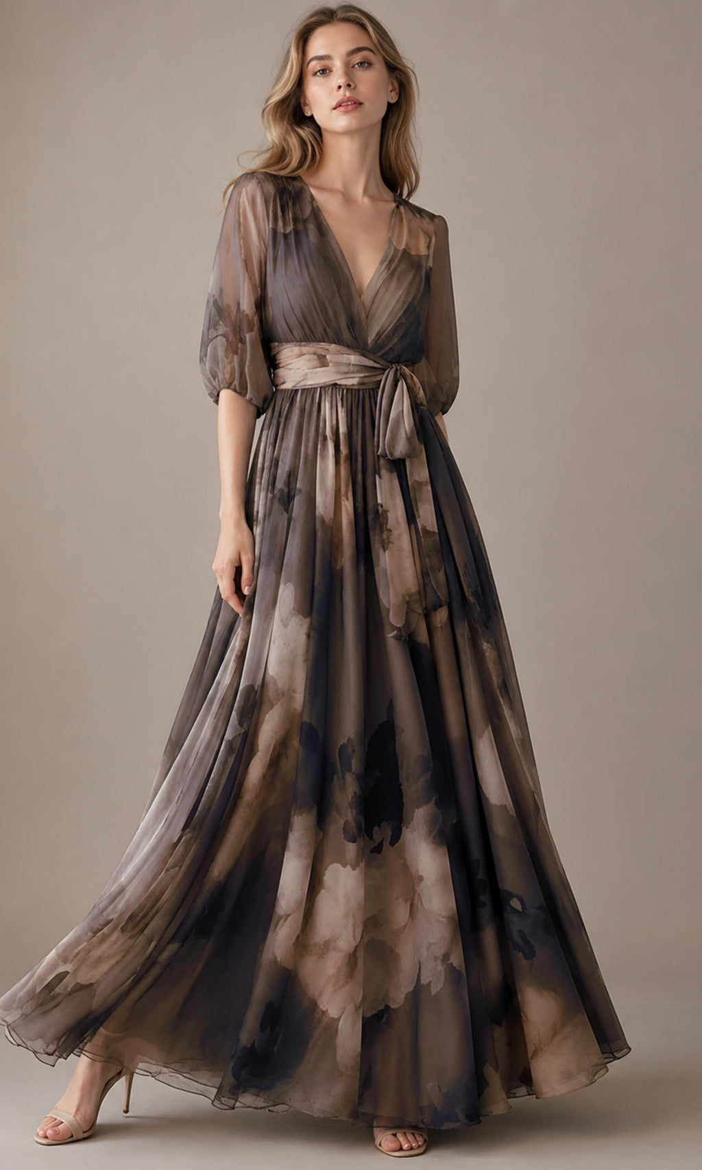 Elegant Printed Maxi Dress – Women's Fashion Party & Casual Formal Gown