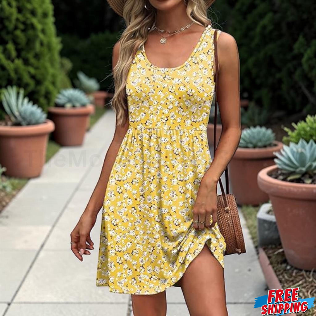 1 Women's Sleeveless A-Line Summer Pocket Dress