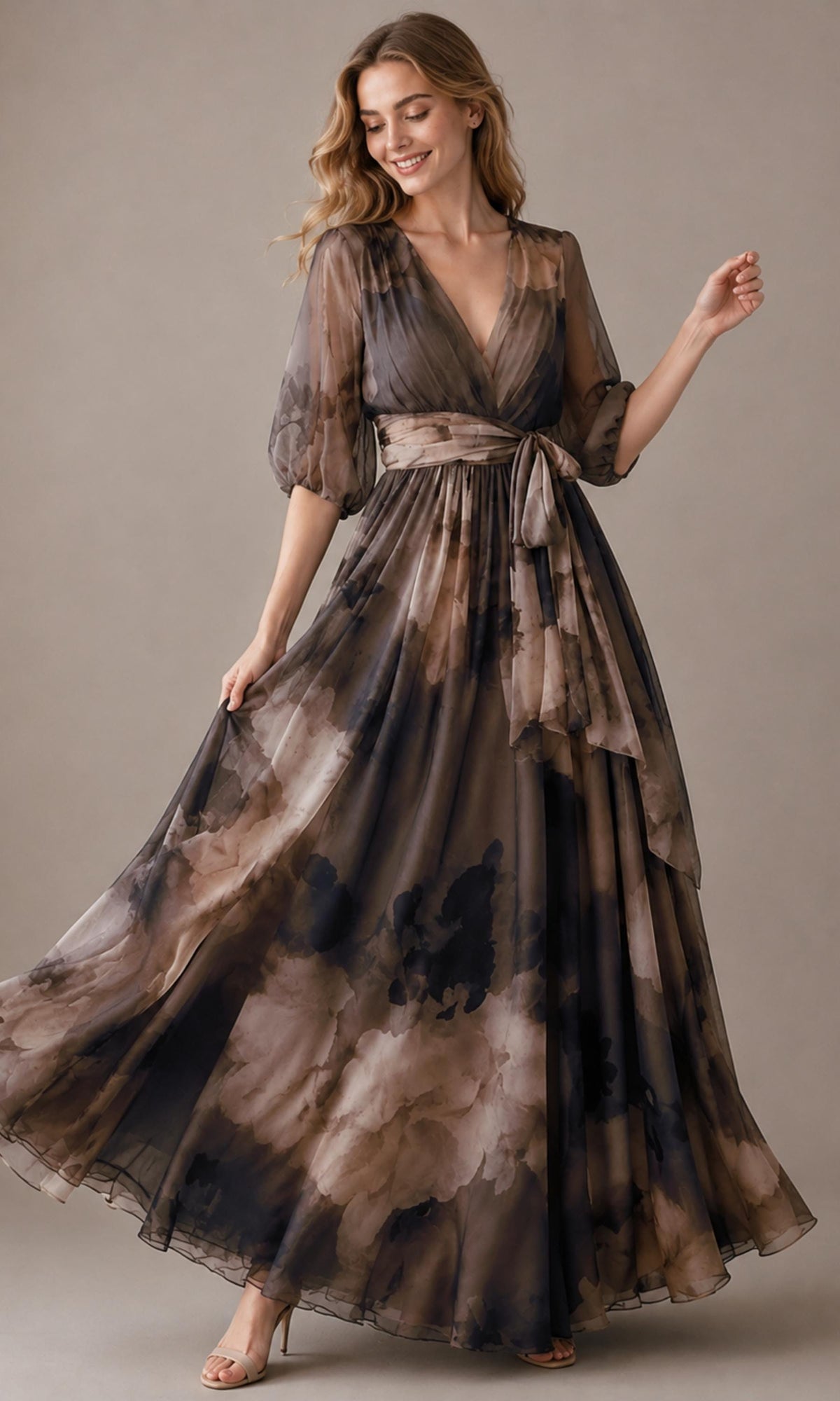 Elegant Printed Maxi Dress – Women's Fashion Party & Casual Formal Gown