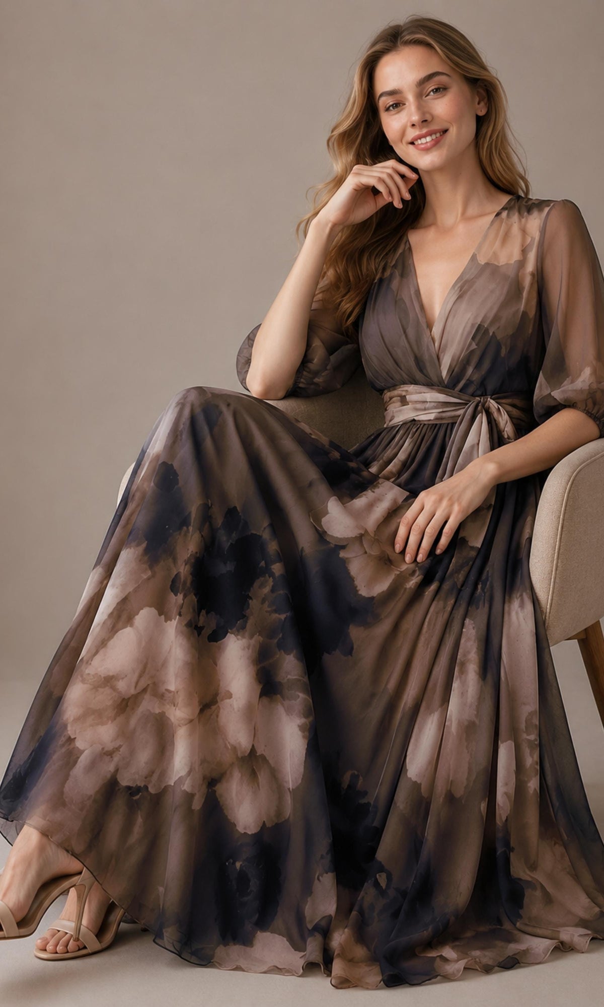 Elegant Printed Maxi Dress – Women's Fashion Party & Casual Formal Gown