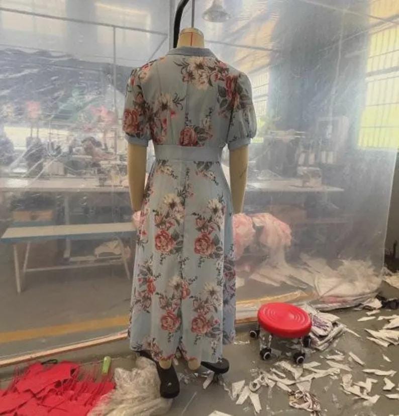 Floral Chiffon Maxi Dress | Boho Wrap Style, Long Sleeve Vacation Outfit