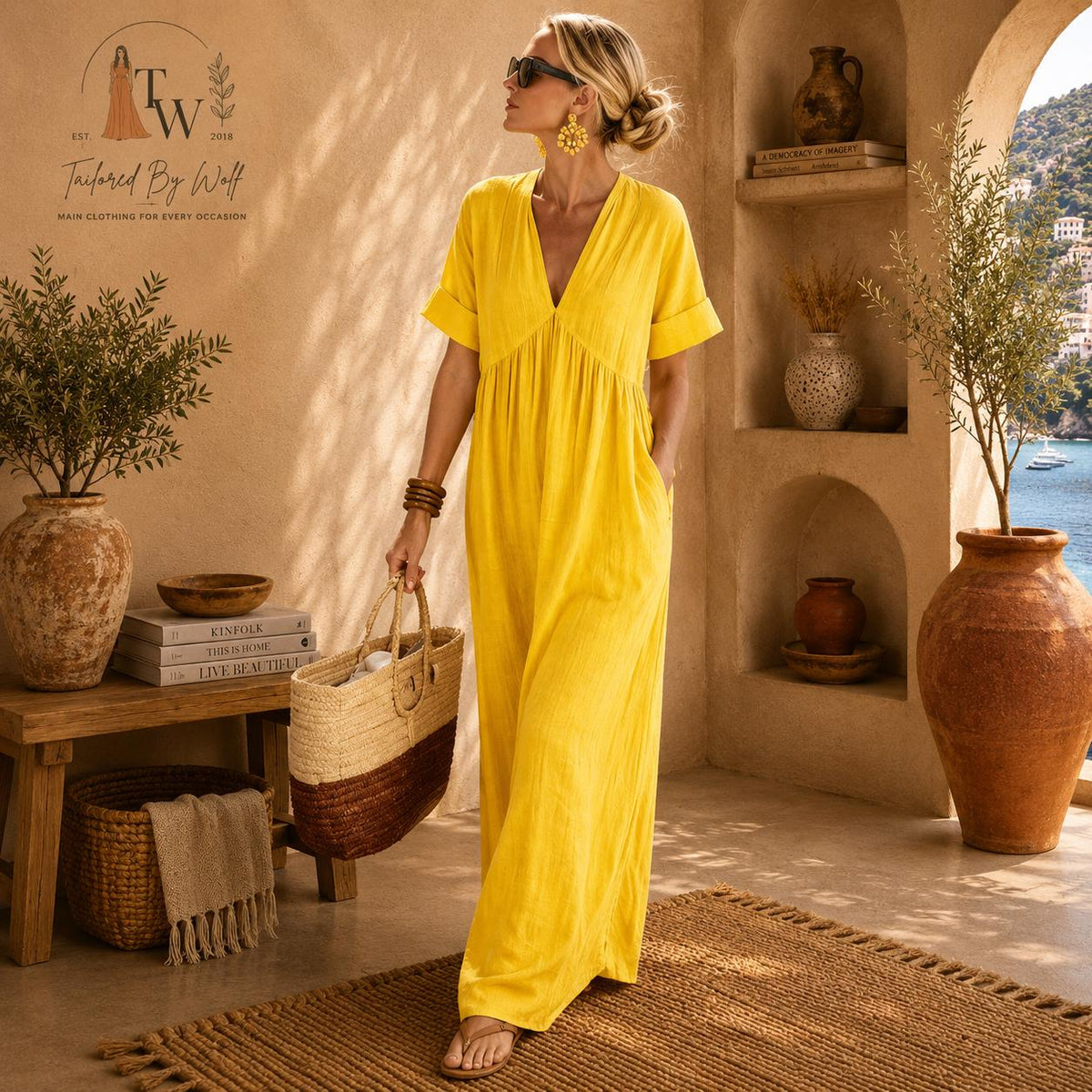 Boho Linen Maxi Dress for Women