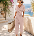 Women's Wrap Jumpsuit Casual Wide Leg Summer Outfit Romper