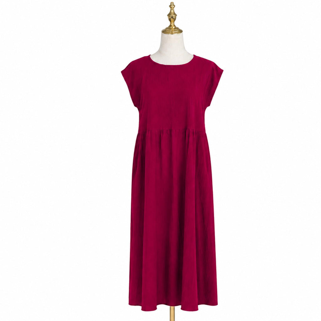 Summer Round Neck Maxi Dress, Vacation Resort Short Sleeve Wear, Casual Everyday Outfit for Women