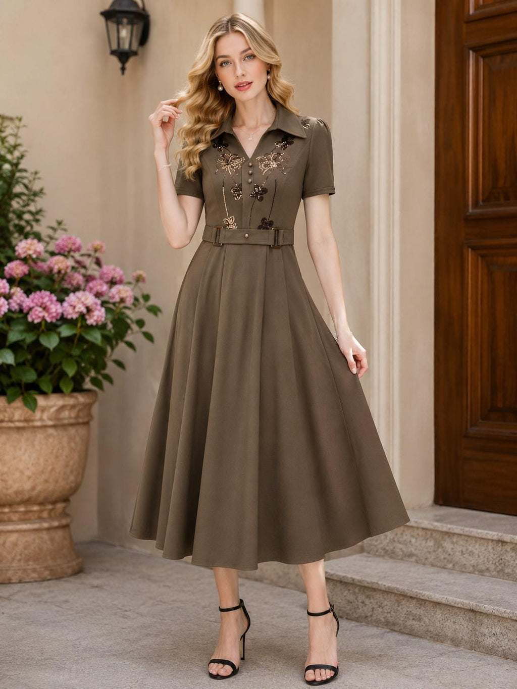 Sequin Long Dress High-End Slim Elegant Western Style Spring Summer Mother Women