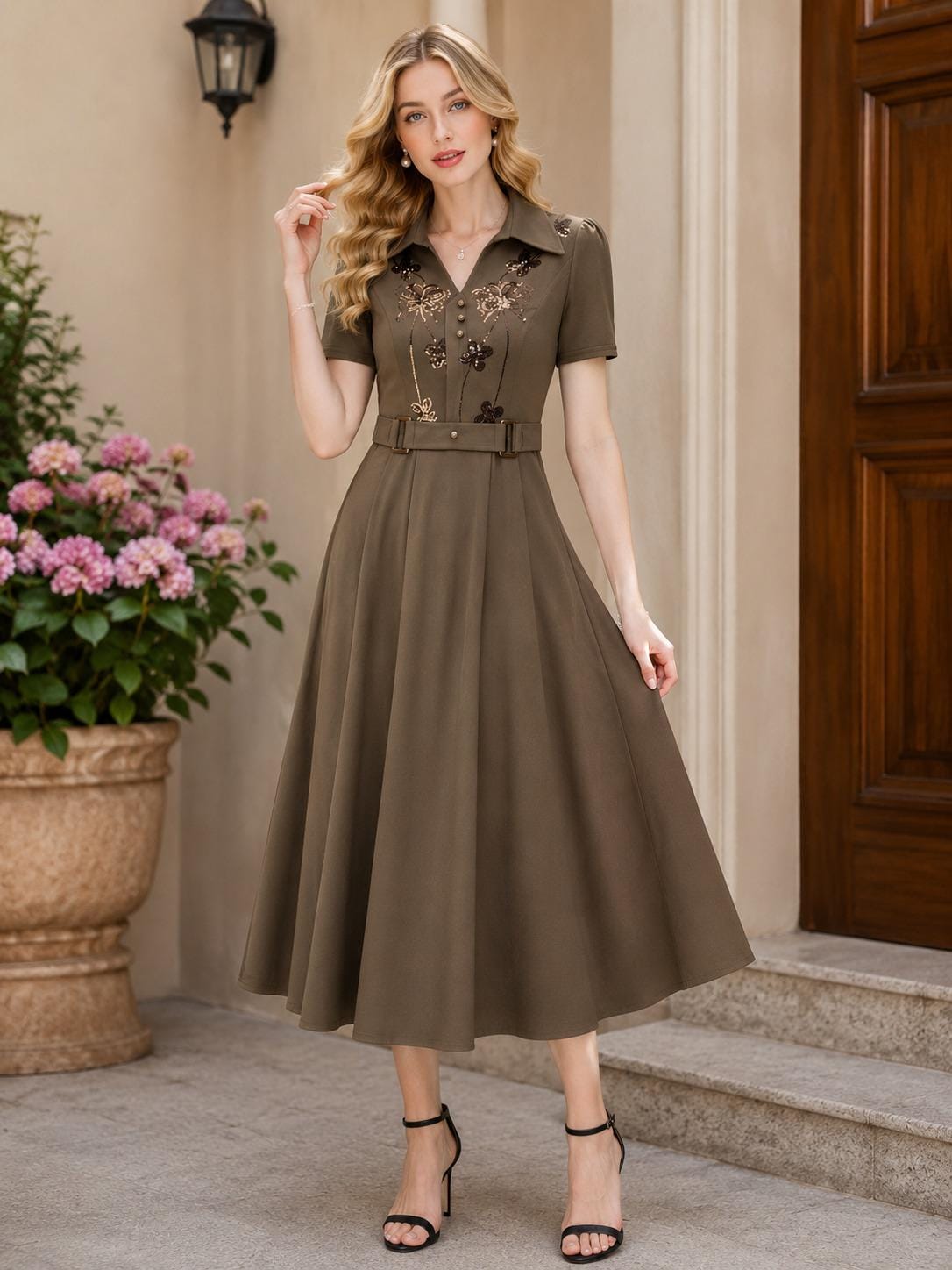 Sequin Long Dress High-End Slim Elegant Western Style Spring Summer Mother Women