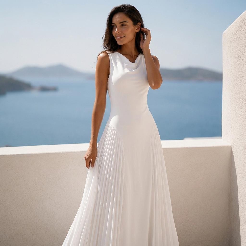 White Maxi Dress, Pleated Dress, Sleeveless Dress, Summer Dress Women, Elegant White Dress, Resort Dress, Wedding Guest Dress