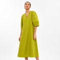 V-Neck Linen Shift Dress with Puff Sleeves | Sustainable | Organic | Luxury