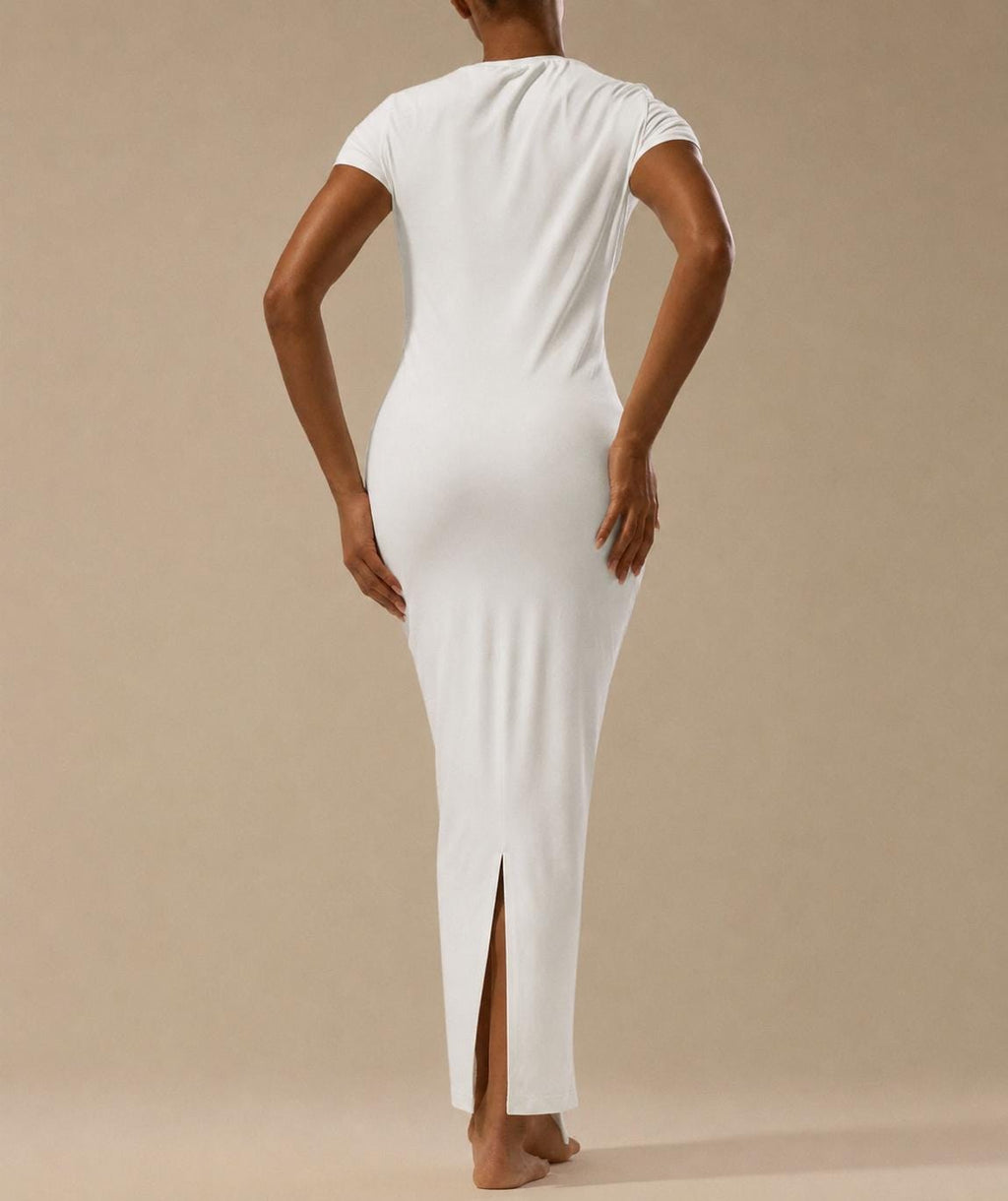 Cotton Maxi  Dress, XS-XL, Soft Cotton, Short Sleeve, Bodycon, Casual, Lounge Dress, Plain Basic, Stretch, Women Outfit