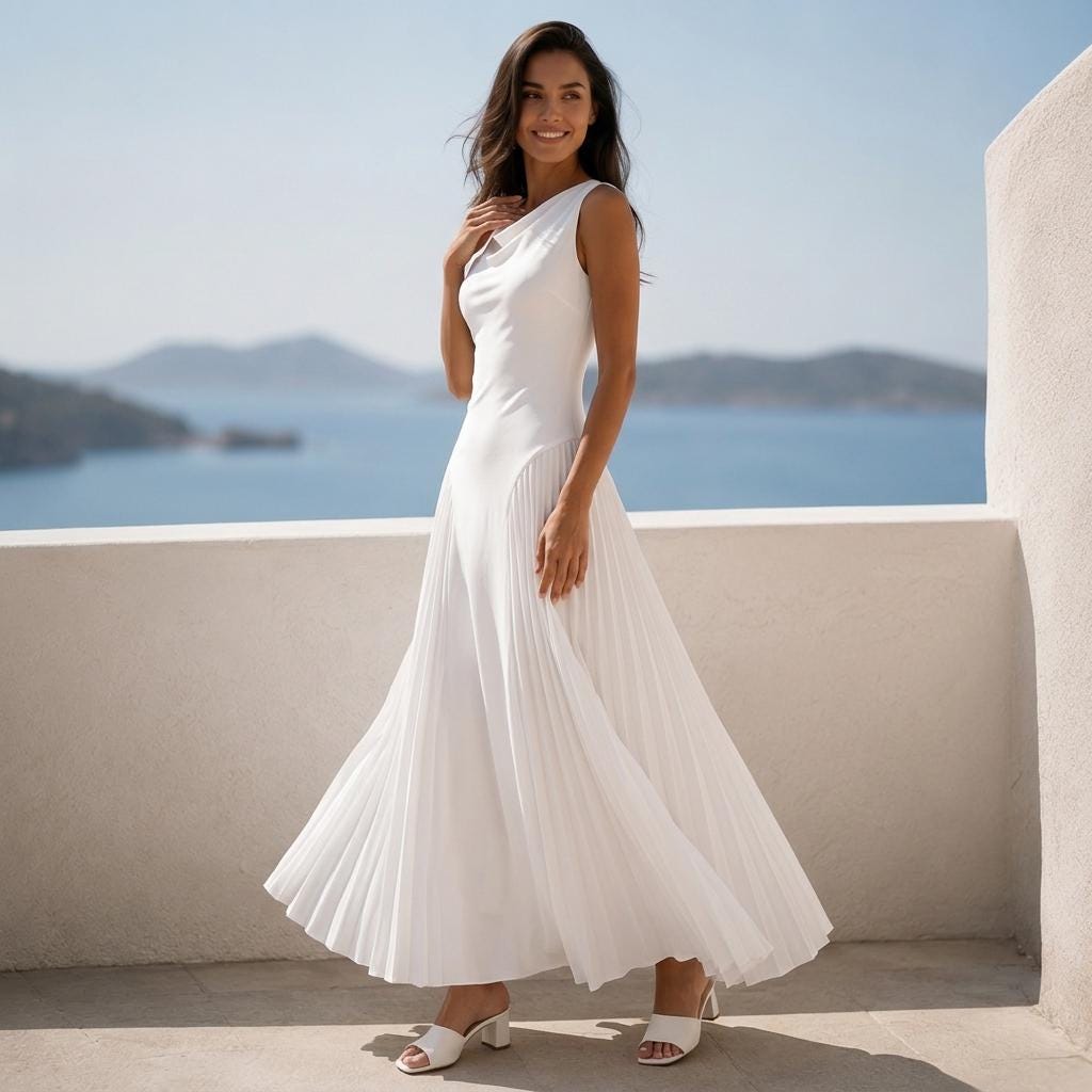 White Maxi Dress, Pleated Dress, Sleeveless Dress, Summer Dress Women, Elegant White Dress, Resort Dress, Wedding Guest Dress